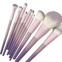 10-Piece Lilac Makeup Brush Set with Storage Bag for Powder and Eyeshadow