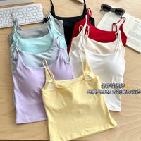 Women's Padded Camisole Tank Top with Built-in Bra for Summer
