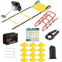 Football Agility Training Set with Ladder, Cones, Hurdles, and Resistance Parachute for Speed & Fitness