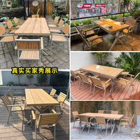 Outdoor Wood-Plastic Composite Table and Chair Set for Patio Garden Balcony, Weather-Resistant Leisure Furniture