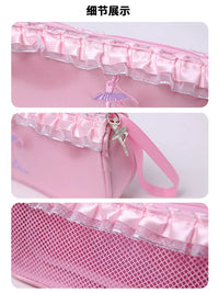 Ballet Dance Shoe Storage Bag for Kids - Pink Zipper Pouch with Mesh Pocket