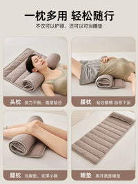 Adjustable Height Cotton Towel Pillow for Neck Support and Sleep, Foldable Low Pillow for Travel and Home Use
