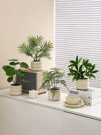 Artificial Bamboo & Money Tree Potted Plants for Desktop Decor