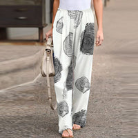 Women's Printed Cotton Linen Casual Elastic Waist Pants