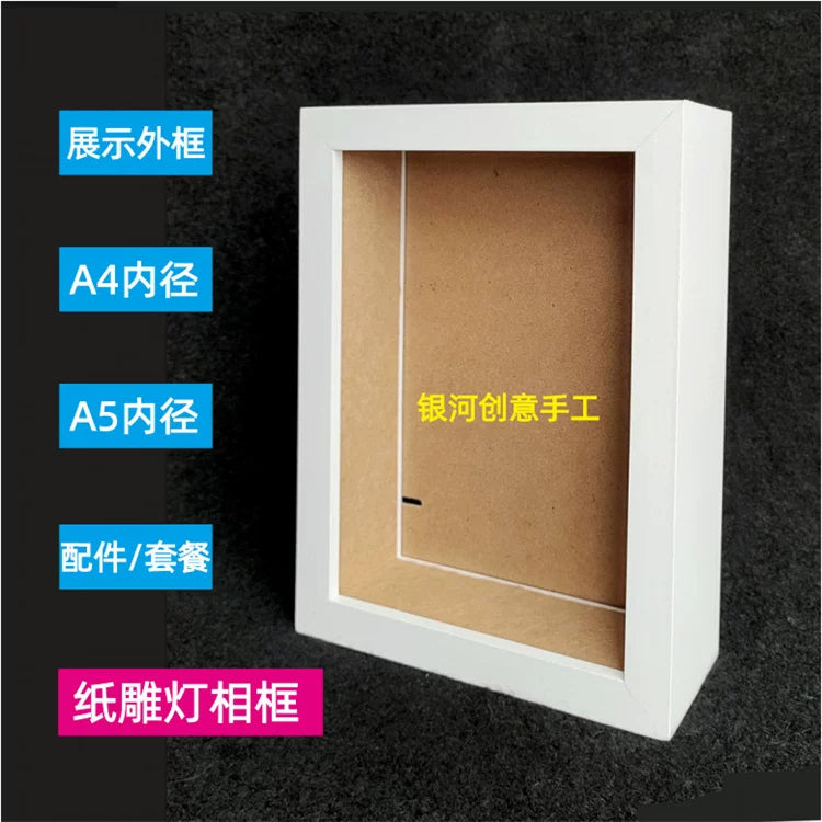 3D Paper Carving Shadow Box Frame with LED Light Strip for DIY Crafts