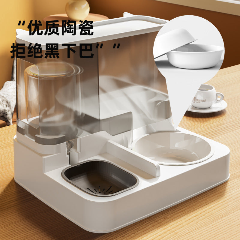 Automatic Pet Feeder and Water Dispenser with Ceramic Bowls for Cats and Small Dogs