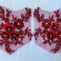 3D Floral Embroidered Lace Applique for Cheongsam & Gown Decoration