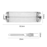 Stainless Steel Rolling BBQ Grill Basket for Roasting and Smoking