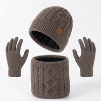Men's Knitted Beanie Hat Scarf and Gloves Set with Fleece Lining for Winter Warmth