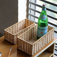 Kens Woven Desktop Storage Basket for Remote Controls, Spices, and Bathroom Organization