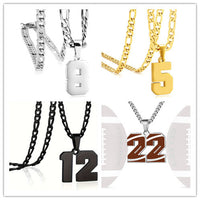 Men's Stainless Steel Sports Number Necklace for Baseball, Basketball, and Football Teams