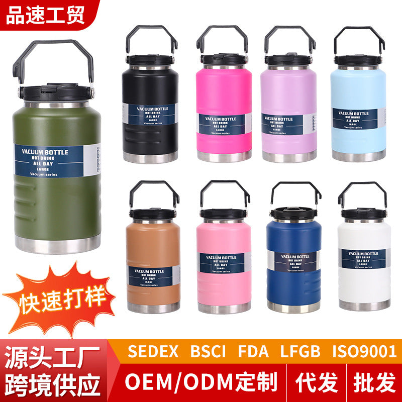 Large Capacity 304 Stainless Steel Vacuum Insulated Water Bottle with Handle for Outdoor Sports