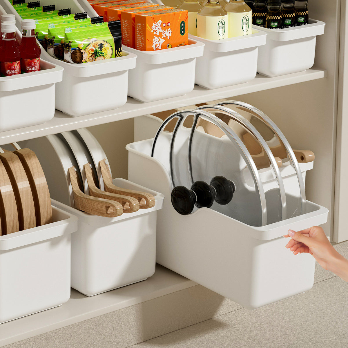 Under-Sink Pull-Out Organizer with Wheels for Kitchen Pots, Lids, and Spices