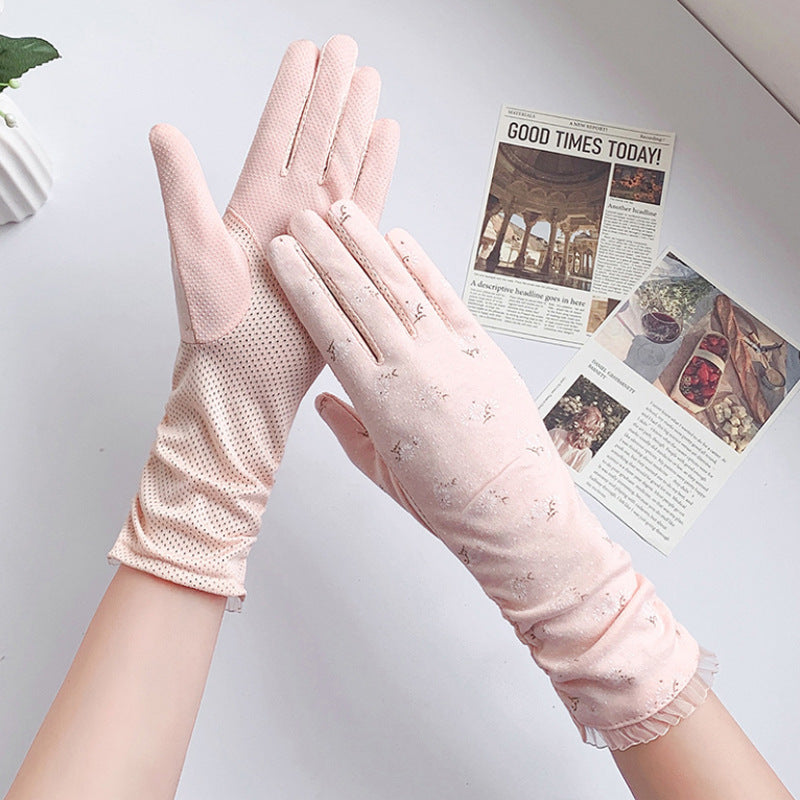 Women's UV Protection Cycling Gloves Breathable Cotton Blend
