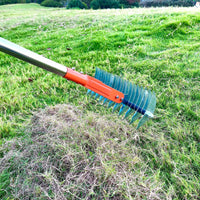 Multifunctional Garden Rake with Adjustable Stainless Steel Handle for Soil and Thatch