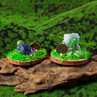 Natural Crystal Raw Stone Twelve Constellations Log Ornament for Desktop Micro Landscape Moss Decor