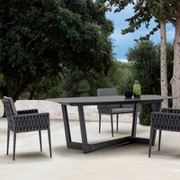 Outdoor Rattan Woven Aluminum Dining Table and Chair Set for Patio Garden