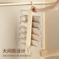 Multi-functional Foldable Pants Hanger for Wardrobe Organization, 9-in-1 Space Saving Trouser Rack