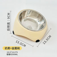 Pet Double Bowl Stainless Steel Anti-Tip Tilted Cat Dog Food Water Feeder