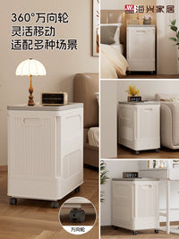 Narrow Bedside Storage Cabinet with Wheels, Slim Gap Organizer for Bedroom, Plastic End Table Storage Bin
