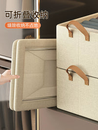 Foldable Fabric Storage Box with Steel Frame for Wardrobe Clothes and Pants Organization