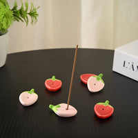 Strawberry Ceramic Incense Holder for Stick Incense, Mini Zen Decor for Bedroom & Tea Table