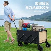 Foldable Camping Wagon Cart with Tabletop, Heavy-Duty Portable Outdoor Utility Cart
