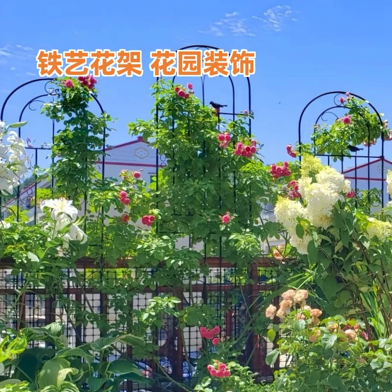 Outdoor Wrought Iron Garden Trellis for Climbing Plants, Roses, Clematis, and Vines