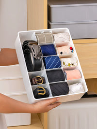 Mipaidi Drawer Organizer with Lid for Underwear, Socks, Ties, and Belts - Dividable Storage Box