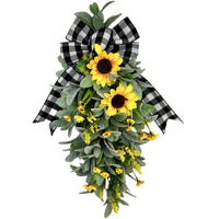 Sunflower Teardrop Door Hanging Wreath Garland for Spring Summer Home Decor