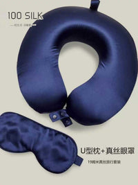 100% Mulberry Silk Travel Neck Pillow with Eye Mask Set