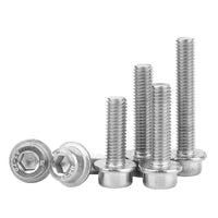 304 Stainless Steel Hex Socket Flange Screws, Cylindrical Head, DIN581, M3-M12