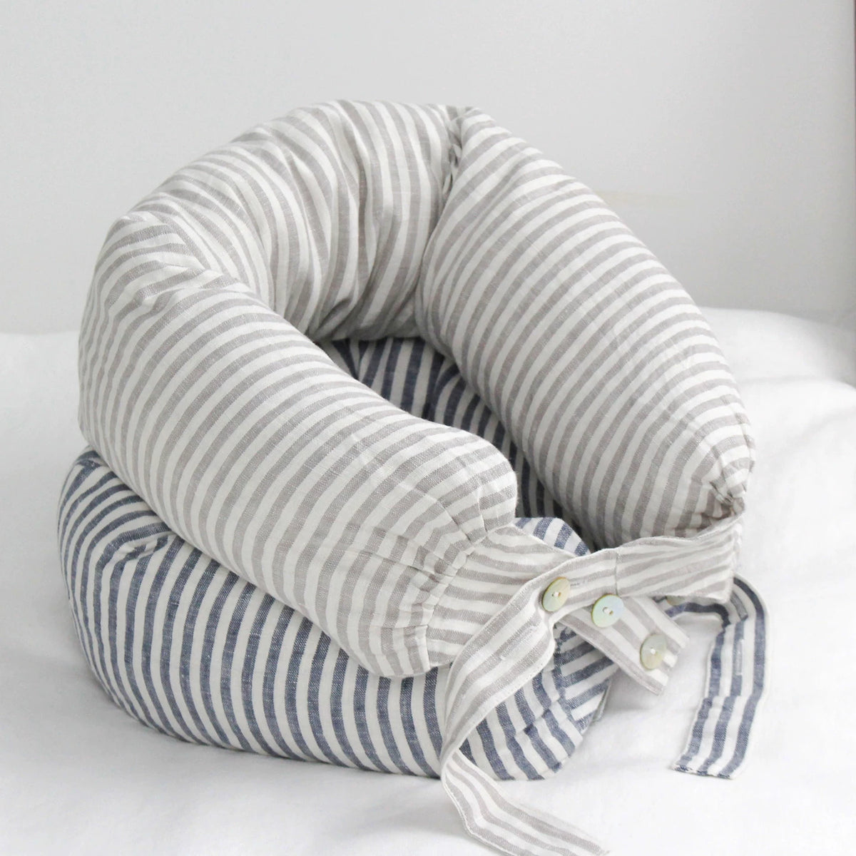 Pure Linen Neck Support Pillow with Latex Granule Filling, Removable Washable Cover, for Travel and Home Use