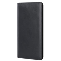 Men's Large Capacity Slim Genuine Leather RFID Passport Wallet with Coin Pocket