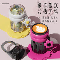 Minimalist Solid Color Plastic Portable Coffee Water Bottle for Women, 450ml