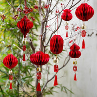 Chinese New Year Honeycomb Lanterns Christmas Tree Ornaments Red Paper Lanterns Small Pendants Mall Decorations