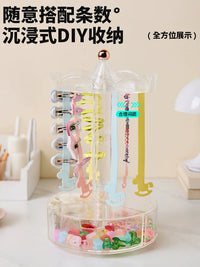Clear Rotating Jewelry Organizer with Multiple Tiers for Desktop Storage, Hair Clips, and Accessories
