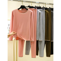 Women's Thermal Underwear Set, Thin Fleece Long Sleeve Top & Bottom for Autumn/Winter