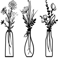 Minimalist Metal Flower Vase Wall Decor Art Craft Ornament for Living Room