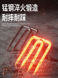 Manganese Steel Garden Rake with Wooden Handle for Loosening Soil and Cultivating