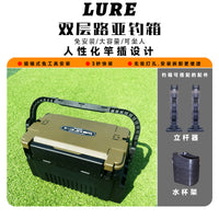 Multifunctional Fishing Tackle Box with Seat and Rod Holder, Large Capacity Lure Storage Case for Outdoor Angling