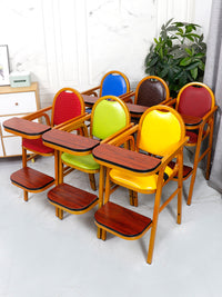 Adjustable Baby High Chair with PU Leather Seat for Home and Restaurant Use