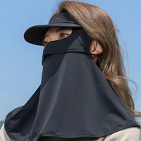 Women's UV Protection Sun Visor Face Mask with Integrated Shawl and Neck Cover