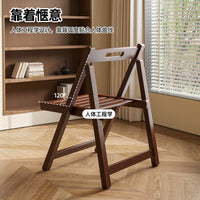 Foldable Solid Wood Dining Chair, Simple Leisure Office Balcony Multi-functional Portable Backrest Chair, No Assembly Required