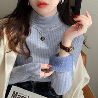 Women's Fleece Lined Turtleneck Sweater Winter Warm Knitted Base Layer Top