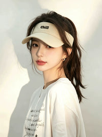 Embroidered Letter Sun Visor Hat for Men and Women, Adjustable Outdoor Sports Tennis Sun Protection Cap
