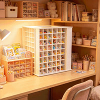 Rotating Desktop Storage Rack for Perler Beads and Small Items, Multi-Grid Organizer with Large Capacity