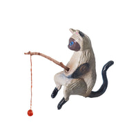 Cute Fishing Cat Figurine for Aquarium Decor and Desktop Ornament