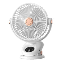 Portable Clip-on Rechargeable Desk Fan with LED Light for Students and Dorms