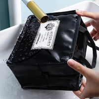 Waterproof PU Leather Cosmetic Bag for Travel, Large Capacity Toiletry Organizer with Handle